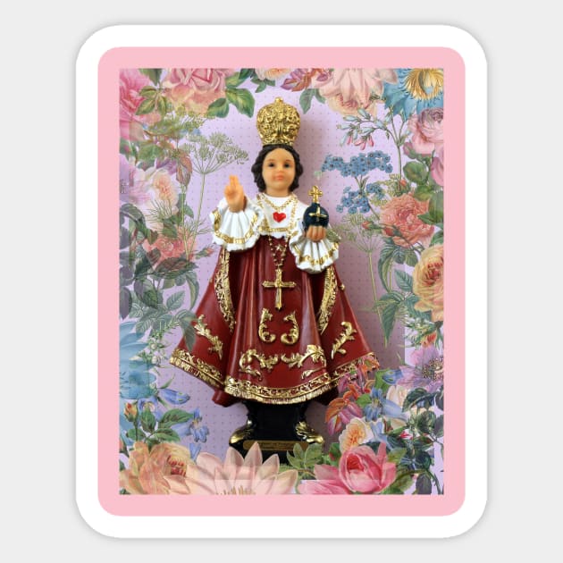 Religious Infant of Prague Jesus Sticker by White B Gifts